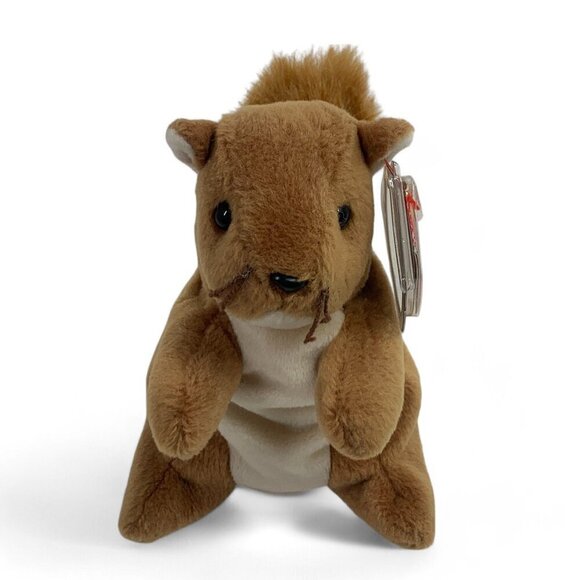 TY Beanie Babies Nuts The Squirrel 8" Plush Toy Brown Collectible 1996 NWT - Picture 2 of 6